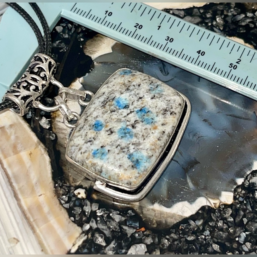 Raindrop Azurite K2 Jasper Pendant 1 1/2” - Picture 12 of 13